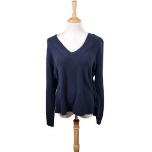 NWT Biltmore 100% Cashmere V Neck Sweater navy Blue Women's sz Large